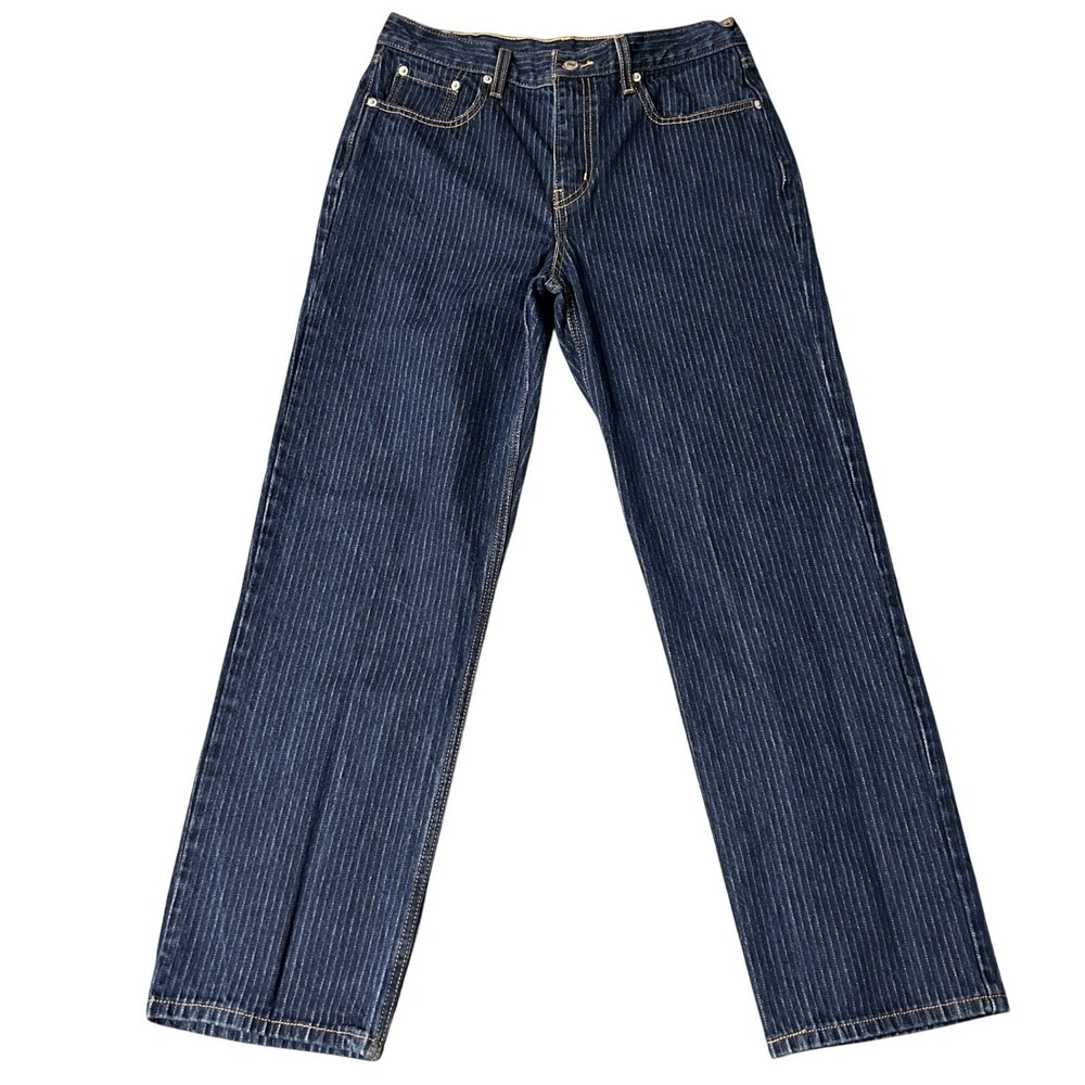 Levi's Low Pro Straight Jeans Womens 30x29 Blue Pinstripe High Rise